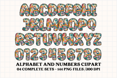 Vintage Boho Alphabet png clipart, boho letters doodle Product Image 4