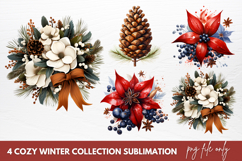 Cozy Winter Sublimation Clipart, watercolor cozy winter Product Image 1