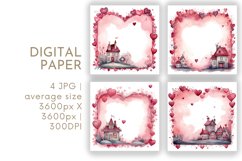 Valentines House Frame Digital Paper JPG Product Image 1