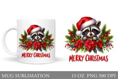 Christmas Raccoon Mug Design. Christmas Mug Sublimation Product Image 1