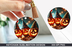 Pumpkin Keychain Sublimation - Halloween Keychain PNG Product Image 1