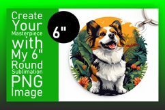 Pup in the Mountains Circle Design Sublimation Keychain PNG Product Image 1