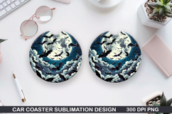 Bats Car Coaster Sublimation | Halloween Coaster PNG Product Image 1