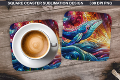 Dolphin Coaster Sublimation, Summer Coaster PNG Design Product Image 1