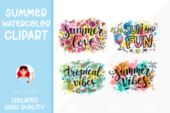 Summer Quotes Watercolor Cliparts Product Image 1
