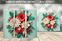 3D Christmas Flowers Wrap Tumbler Design Product Image 1