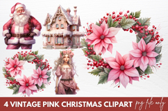 Vintage Pink Christmas Sublimation Clipart Product Image 1