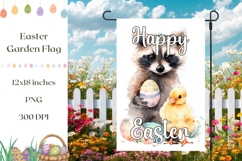 Easter Raccoon Garden Flag, Happy Easter Garden Flag Product Image 1