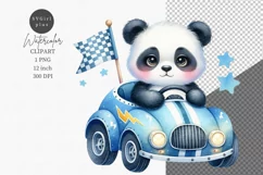 Nursery clipart, Panda clipart, Racing baby Product Image 1