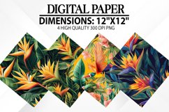 Bird Of Paradise Digital Paper, Paradise Background Product Image 1