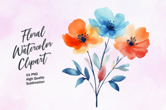 Watercolor floral clipart sublimation Product Image 1