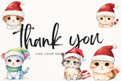 Cat Claus Christmas Watercolor 35 Cliparts Ai Generated Art Product Image 10