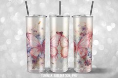 Butterflies Shabby Chic Tumbler Wrap Sublimation Design Product Image 2