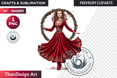 Traditional Christmas Clipart PNG, xmas sublimation, santa Product Image 1