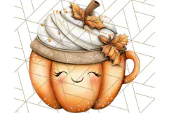 Fall Drink Clipart PNG, Cozy Autumn Cocoa and Latte Art Product Image 2