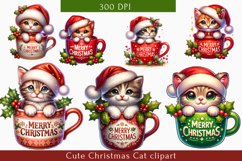 Cute Christmas Cat clipart, Cat Sublimation bundle Product Image 2