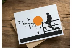 Cowboy silhouette svg, Arizona desert svg cut, Country farm Product Image 5
