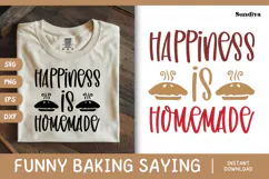 Funny Baking Saying SVG For Baker | Happiness Is Homemade Product Image 1