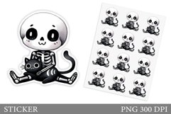Funny Skeleton Sticker. Skeleton Cat Sticker Design Product Image 1