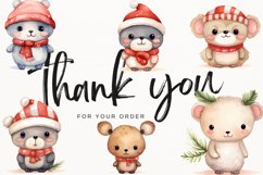 Animals Christmas Watercolor 26 Cliparts Collection Product Image 10