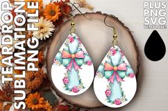 Whimsical Teardrop Earrings Art, Flower Cross Product Image 1