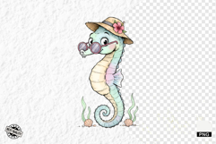 Whimsical Summer Seahorse Clipart Product Image 1