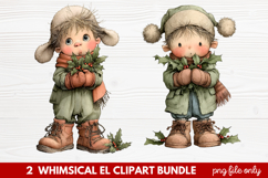 Whimsical Elf Clipart | Cute Christmas Elf PNG Illustration Product Image 1
