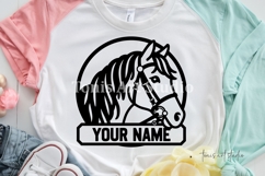 Horse Head Laser Cut File SVG PNG DXF, Round Name Sign Product Image 2