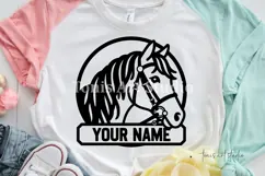 Horse Head Laser Cut File SVG PNG DXF, Round Name Sign Product Image 2