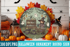 Halloween Round Sign Design PNG Perfect for Spooky Season Product Image 1