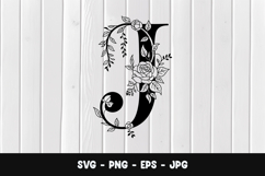 Floral Letter J Elegant SVG, PNG Product Image 1