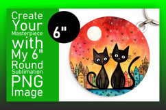 Creative Circle PNG Sublimation Design , Cute Cat Product Image 1