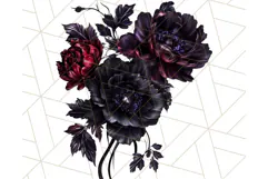 Gothic Floral PNG, Dark Aesthetic Flowers Clipart Print Product Image 2