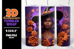 3D African American Witch Tumbler Sublimation Wrap Design Product Image 1