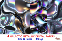 Iridescent waves digital paper liquid metallic texture Product Image 1