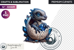 Cute Baby Dragon in a egg Clipart, dragon egg, Fantasy PNG Product Image 1