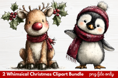 2 Whimsical Christmas Clipart | Cute Festive Holiday PNG Product Image 1