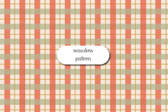 Retro Plaid Seamless Pattern in Peach, Cream &amp; Sage Tones Product Image 1