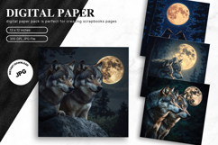 Wolf Wall Art Digital Paper Backgrounds Printable Scrapbook Product Image 1