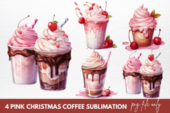Pink Christmas Coffee Sublimation, Christmas Coffee Clipart Product Image 1