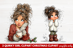 Quirky Girl Christmas Clipart | Fun Holiday Girl PNG Product Image 1