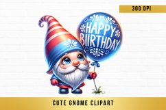 watercolor cute gnome clipart, birthday gnome sublimation Product Image 1