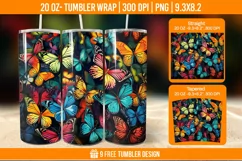 3d Cute Butterfly Tumbler Wrap Designs, Sublimation Wrap Product Image 1