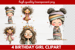Birthday Girl Clipart | Cute Celebration PNG Illustration Se Product Image 1