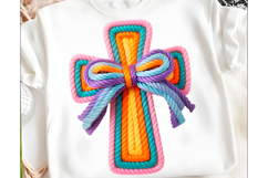 Faux Yarn Crochet Cross PNG Product Image 1