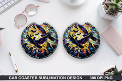Crows Car Coaster Sublimation| Crows Coaster PNG Design Product Image 1