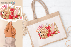 Nail Tech Sublimation PNG Red Gold Beauty Tools Design Product Image 2