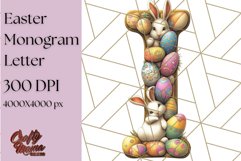 Easter Letter I Clipart, Bunny Alphabet PNG, Egg Monogram Product Image 1