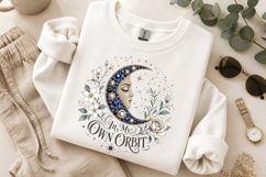 Rhinestone Crescent Moon PNG In My Own Orbit Sublimation Product Image 9