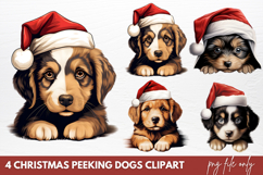 Christmas Peeking Dogs Clipart Sublimation Product Image 1